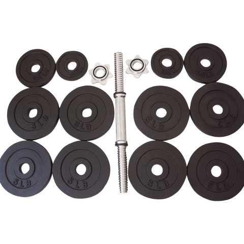 One Pair of Adjustable Dumbbells Cast Iron Total 105 Lbs